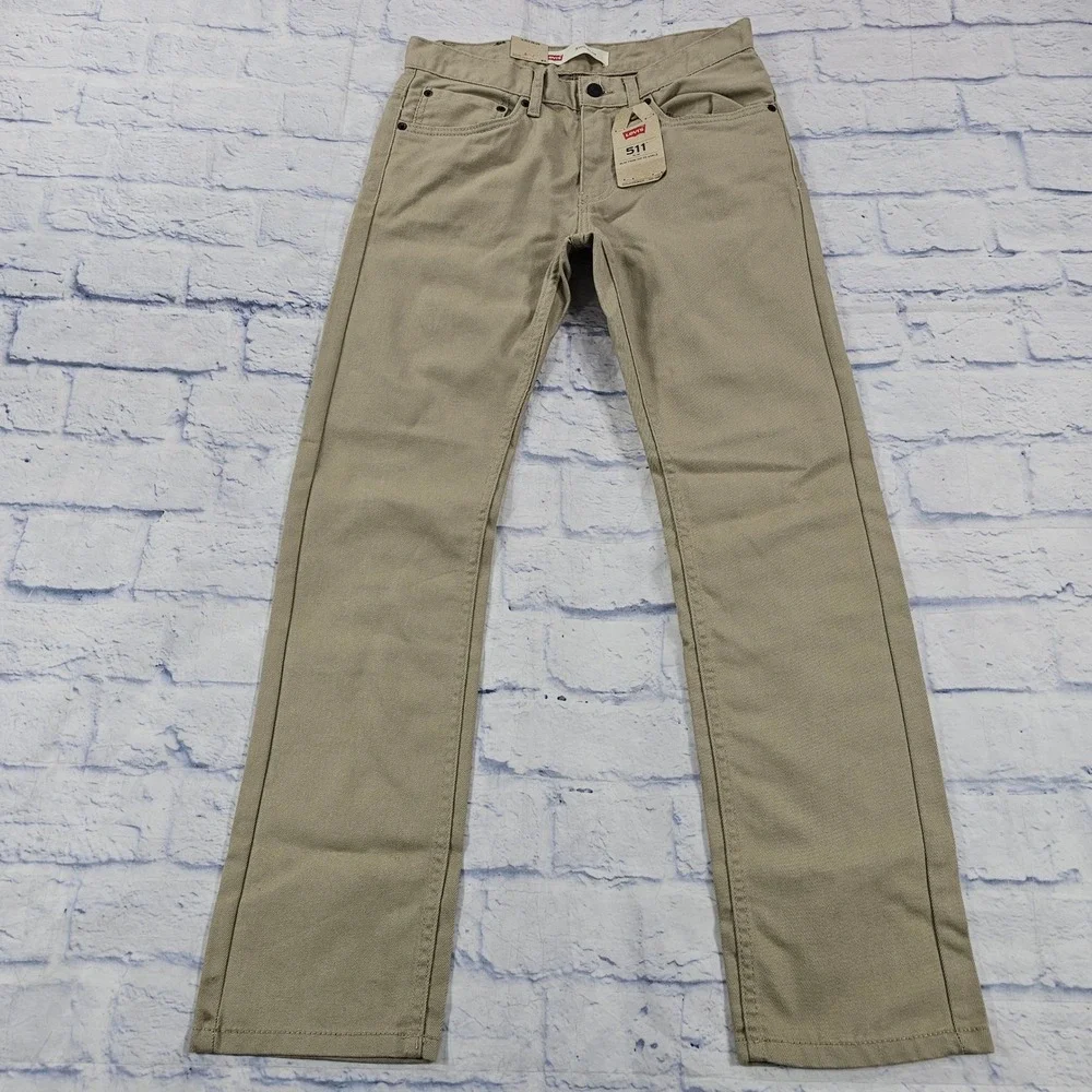 Levis 511 Slim Pants MENS 28x28 Khaki Tan Twill Casual Classic
